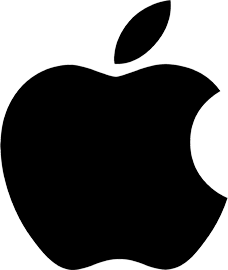 Black apple logo on white logo